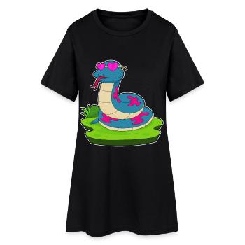 Schlange Brille - Frauen T-Shirt-Kleid - Schwarz - Vorne
