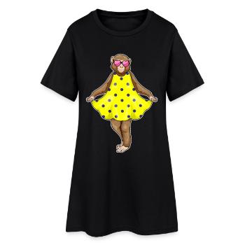 Affe Polka Dots Kleid - Frauen T-Shirt-Kleid - Schwarz - Vorne