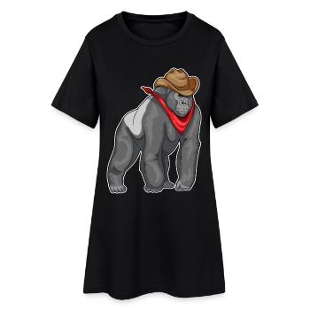 Gorilla Cowboy Cowboy Chapeau - Robe T-shirt Femme - noir - Devant