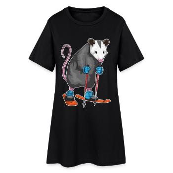Beutelratte Skifahrer Ski Wintersport - Frauen T-Shirt-Kleid - Schwarz - Vorne