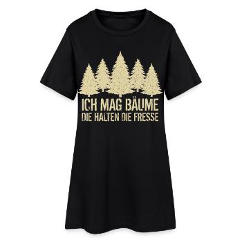 Wandern - Frauen T-Shirt-Kleid - Schwarz - Vorne