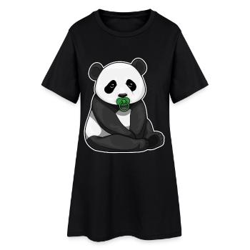 Tétine pour bébé panda - Robe T-shirt Femme - noir - Devant