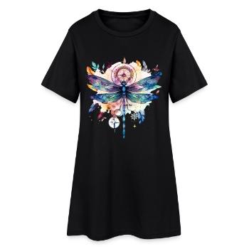 Hippie Traumfänger mit Federschmuck und Libelle - Frauen T-Shirt-Kleid - Schwarz - Vorne