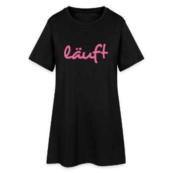Spruch T-Shirt mit Aufdruck LÄUFT - Frauen T-Shirt-Kleid - Schwarz - Vorne
