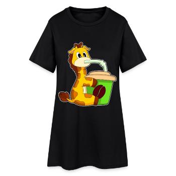 Café girafe à emporter Tasse - Robe T-shirt Femme - noir - Devant