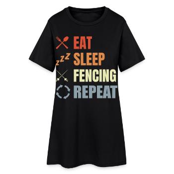 Manger Sommeil Escrime Répéter - Robe T-shirt Femme - noir - Devant