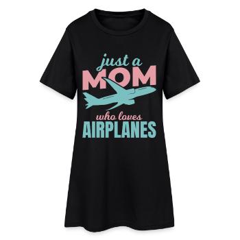 Maman amoureuse de l’avion - Robe T-shirt Femme - noir - Devant