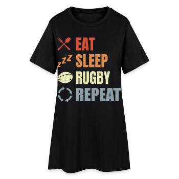 Manger dormir Rugby Répéter - Robe T-shirt Femme - noir - Devant