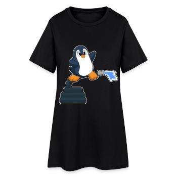 Penguin Firefighter Fire Hose Fire Brigade - Women’s T-Shirt Dress - black - Front