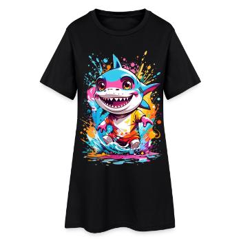 Requin - Robe T-shirt Femme - noir - Devant