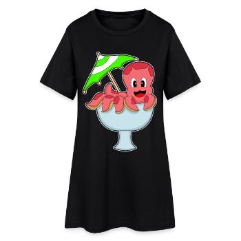 Parapluie pour fête d’anniversaire pieuvre - Robe T-shirt Femme - noir - Devant