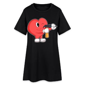 Herz Handwerker Bohrmaschine Handwerk - Frauen T-Shirt-Kleid - Schwarz - Vorne