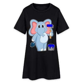 Peintre d’éléphants peinture à rouleaux - Robe T-shirt Femme - noir - Devant