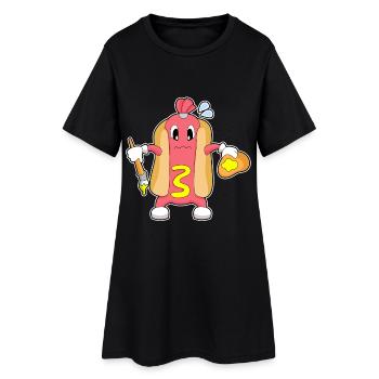Peinture au pinceau de peintre hot-dog - Robe T-shirt Femme - noir - Devant
