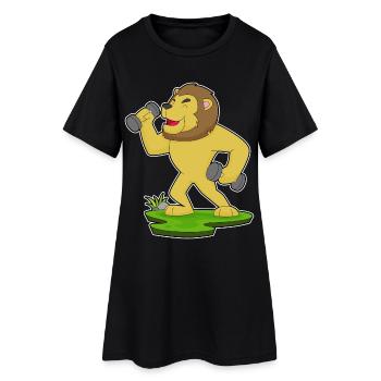 Lion Bodybuilder Dumbbells Bodybuilding - Robe T-shirt Femme - noir - Devant
