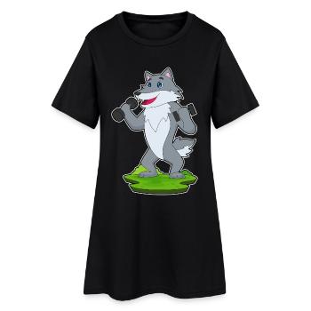 Culturisme Wolf Bodybuilder avec haltères - Robe T-shirt Femme - noir - Devant