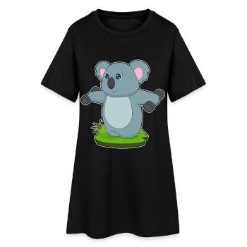 Koala Bodybuilder Hanteln Bodybuilding - Frauen T-Shirt-Kleid - Schwarz - Vorne