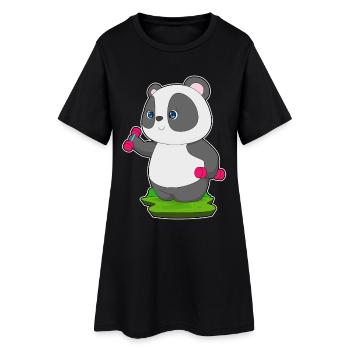 Panda Bodybuilder Dumbbells Bodybuilding - Women’s T-Shirt Dress - black - Front