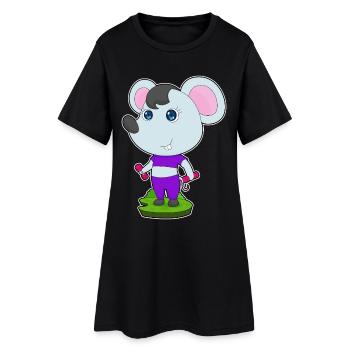 Culturiste Souris Haltères Bodybuilding - Robe T-shirt Femme - noir - Devant