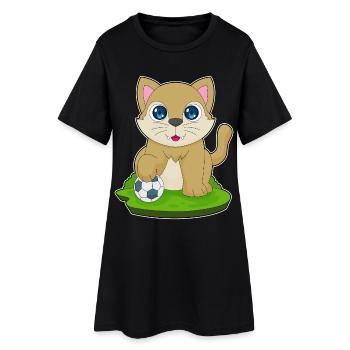 Joueur de football félin Soccer - Robe T-shirt Femme - noir - Devant
