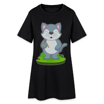 École du Crayon des Élèves Chats - Robe T-shirt Femme - noir - Devant