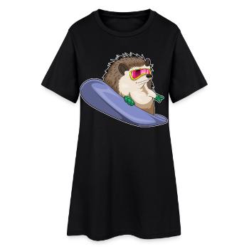 Hedgehog Snowboarder Snowboard - Robe T-shirt Femme - noir - Devant
