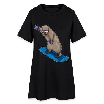 Otter Snowboarder Snowboard - Robe T-shirt Femme - noir - Devant