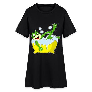 Frosch Baden Badewanne - Frauen T-Shirt-Kleid - Schwarz - Vorne