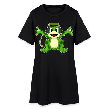 Musique casque Frog - Robe T-shirt Femme - noir - Devant