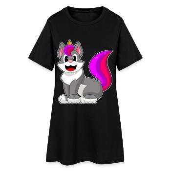 Licorne de chat - Robe T-shirt Femme - noir - Devant