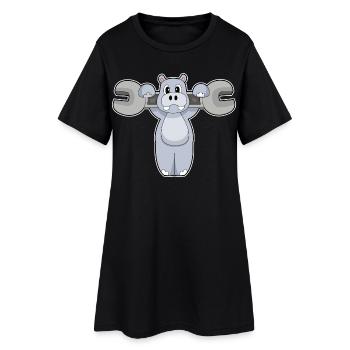 Hippopotamus Mechanic Wrench - Women’s T-Shirt Dress - black - Front