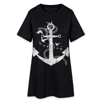 Conception maritime à ancre en difficulté - Robe T-shirt Femme - noir - Devant