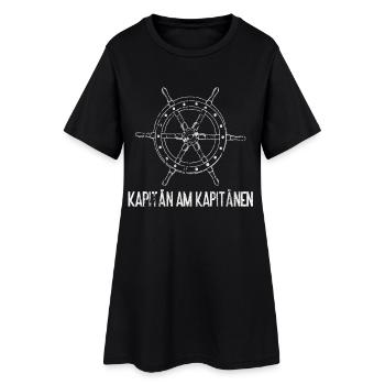 Kapitän am Kapitänen Steuerrad - Frauen T-Shirt-Kleid - Schwarz - Vorne