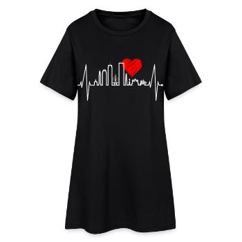Boston Skyline Heartbeat USA Fan Heart Pulse Love - Robe T-shirt Femme - noir - Devant