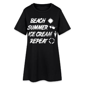 Strand Sommer Eiscreme Wiederholung - Frauen T-Shirt-Kleid - Schwarz - Vorne