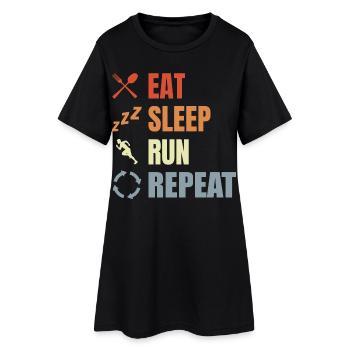 Manger, dormir, courir, répéter - Robe T-shirt Femme - noir - Devant