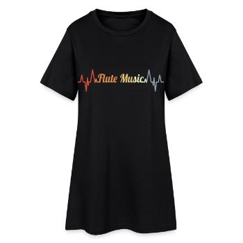 Vintage Flötenmusik Herzlinie - Frauen T-Shirt-Kleid - Schwarz - Vorne