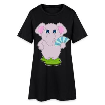 Éventail de main d’éléphant - Robe T-shirt Femme - noir - Devant