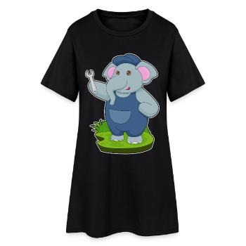 Elephant Mechanic Wrench Workshop - Women’s T-Shirt Dress - black - Front