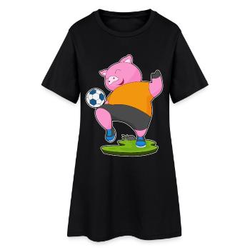 Pig Soccer Player Soccer - Women’s T-Shirt Dress - black - Front