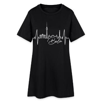 Berlin Skyline Herzschlag Herz Liebe Love Berliner - Frauen T-Shirt-Kleid - Schwarz - Vorne