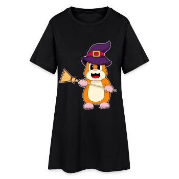 Balai sorcier hamster - Robe T-shirt Femme - noir - Devant