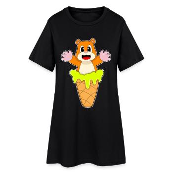 Crème glacée à gaufres de hamster - Robe T-shirt Femme - noir - Devant