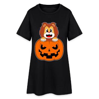 Citrouille Lion Halloween - Robe T-shirt Femme - noir - Devant