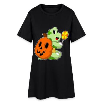 Schildkröte Halloween Lutscher - Frauen T-Shirt-Kleid - Schwarz - Vorne