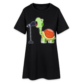 Chant Turtle Singer Microphone Chant - Robe T-shirt Femme - noir - Devant