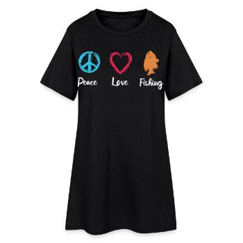 Peace Love Pêche - Robe T-shirt Femme - noir - Devant