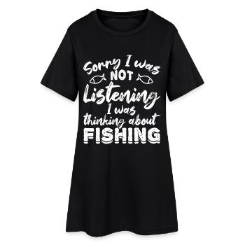 Slogan de pêche - Robe T-shirt Femme - noir - Devant