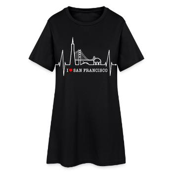 San Francisco Skyline Heartbeat Californie États-Unis - Robe T-shirt Femme - noir - Devant