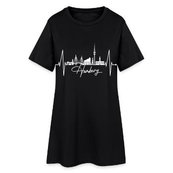 Hamburg Skyline Herzschlag Hamburger Liebe Fan - Frauen T-Shirt-Kleid - Schwarz - Vorne